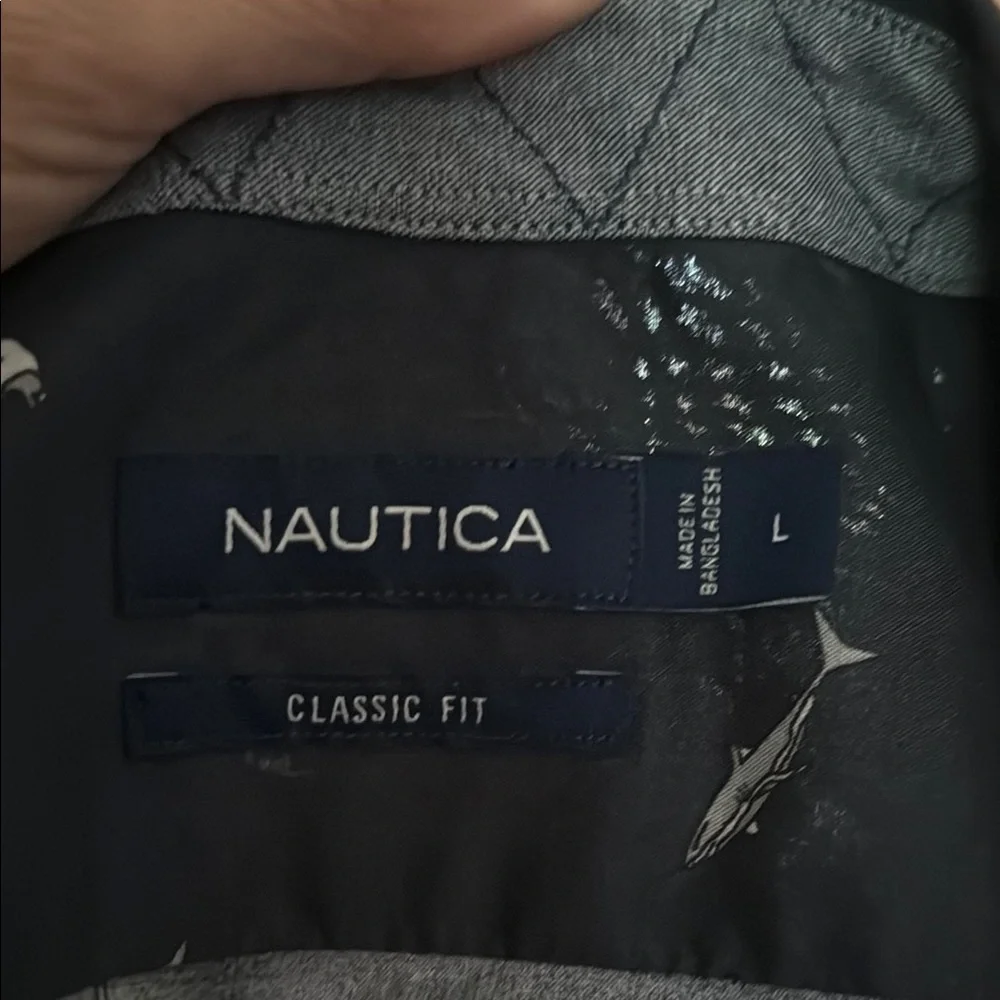 Men's Navy Blue Shark Patterned Nautica Shirt - Discovery Shark Week - Picture 7 of 9